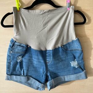 Women’s Blue Savvy Maternity Shorts (Size L)